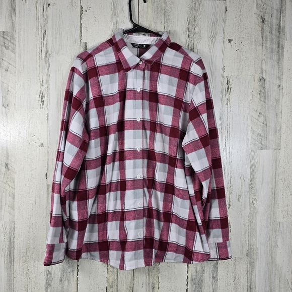 Riders by Lee red plaid fleece button down long sleeve women's plus size XXL - Picture 1 of 8